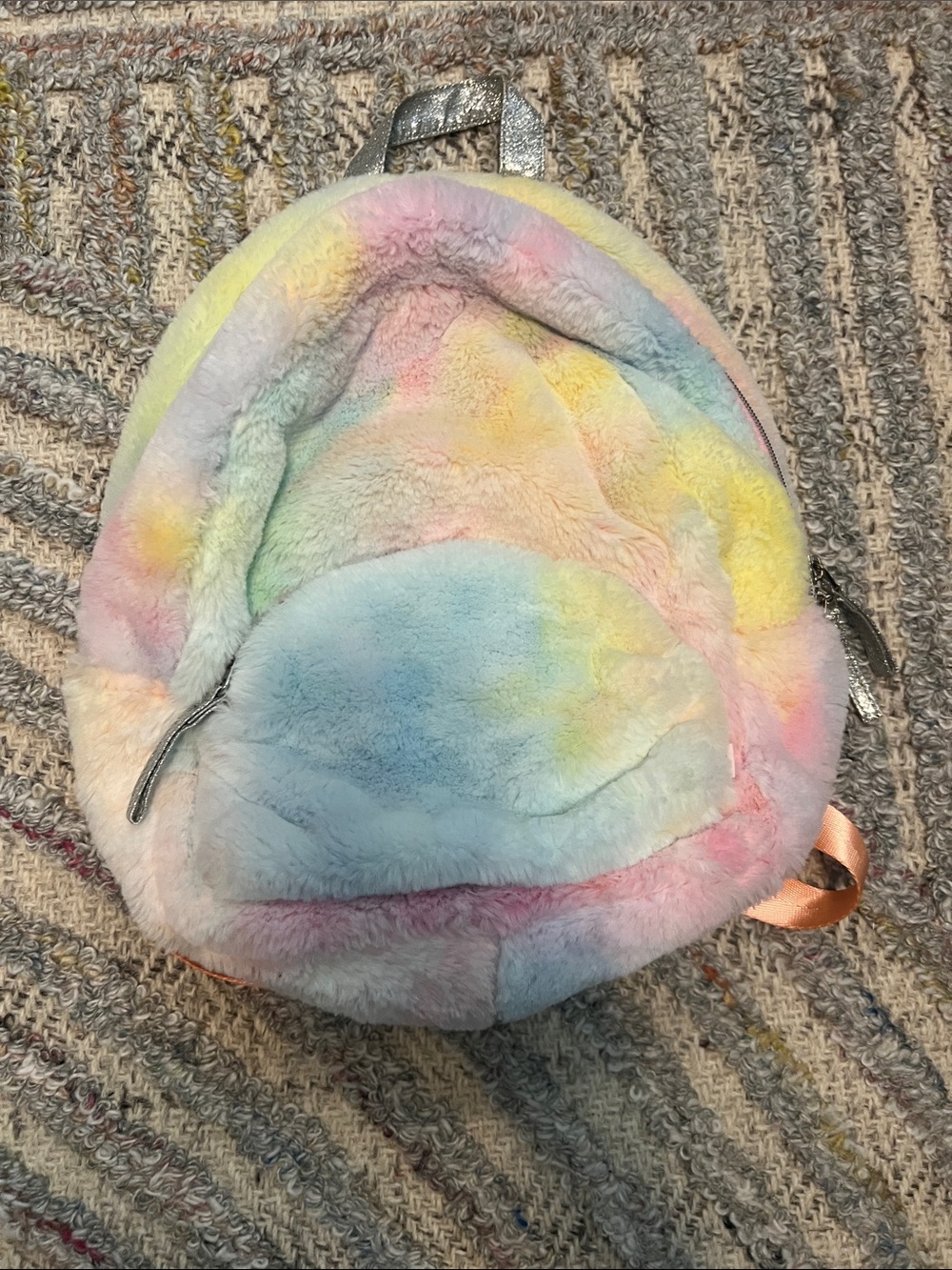 Pastel Rainbow Faux Fur Mini Backpack